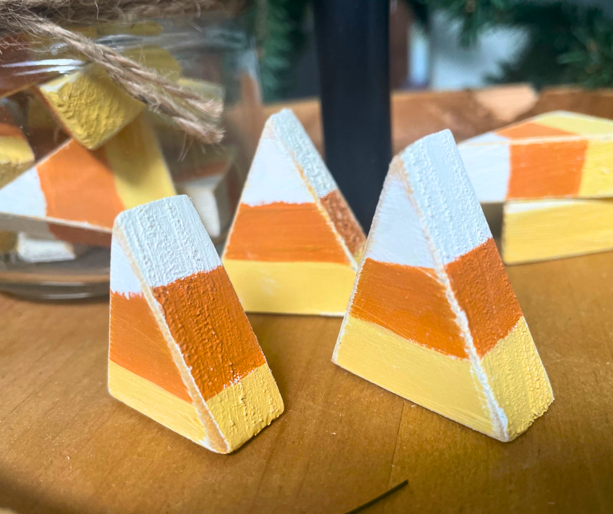 Set of 3 MINIATURE Wood Candy Corns
