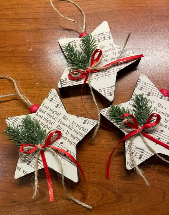Sheet Music Christmas Star Ornaments