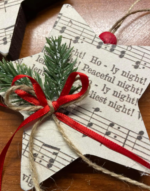 Sheet Music Christmas Star Ornaments