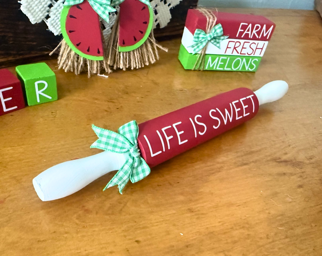 "Life Is Sweet" Watermelon Theme Mini Rolling Pin