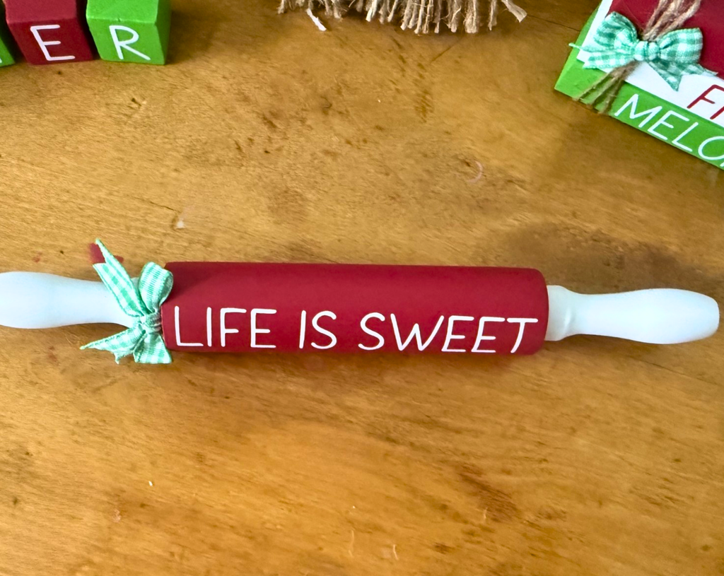 "Life Is Sweet" Watermelon Theme Mini Rolling Pin