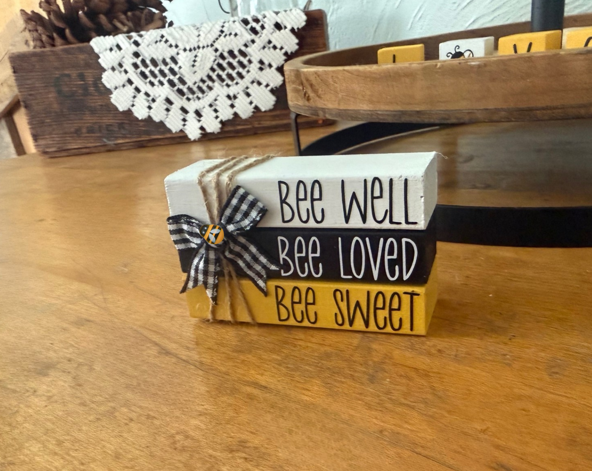 "Bee Well Bee Loved Bee Kind" MINI Block Stack