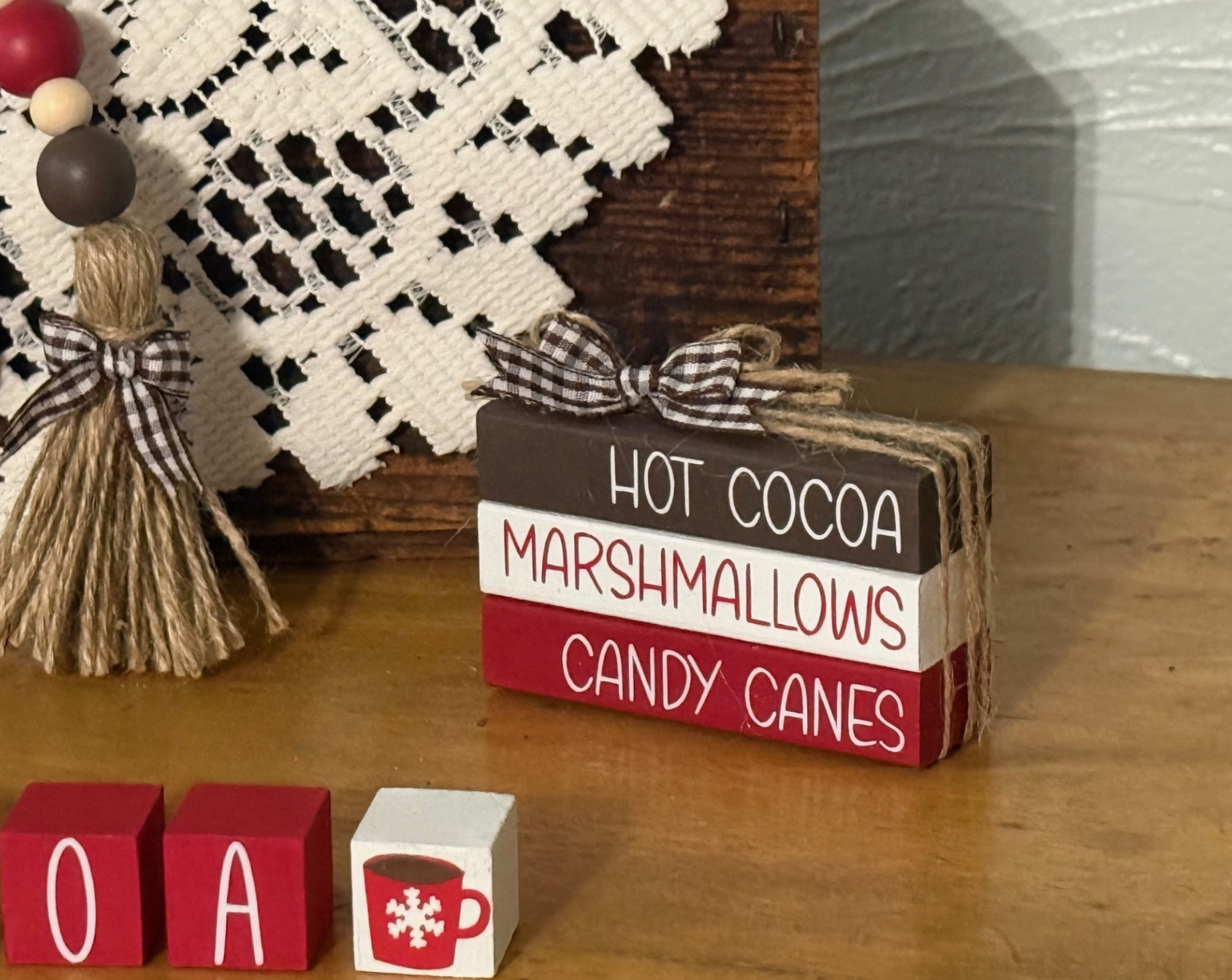 "Hot Cocoa Marshmallow Candy Canes MINI Block Stack