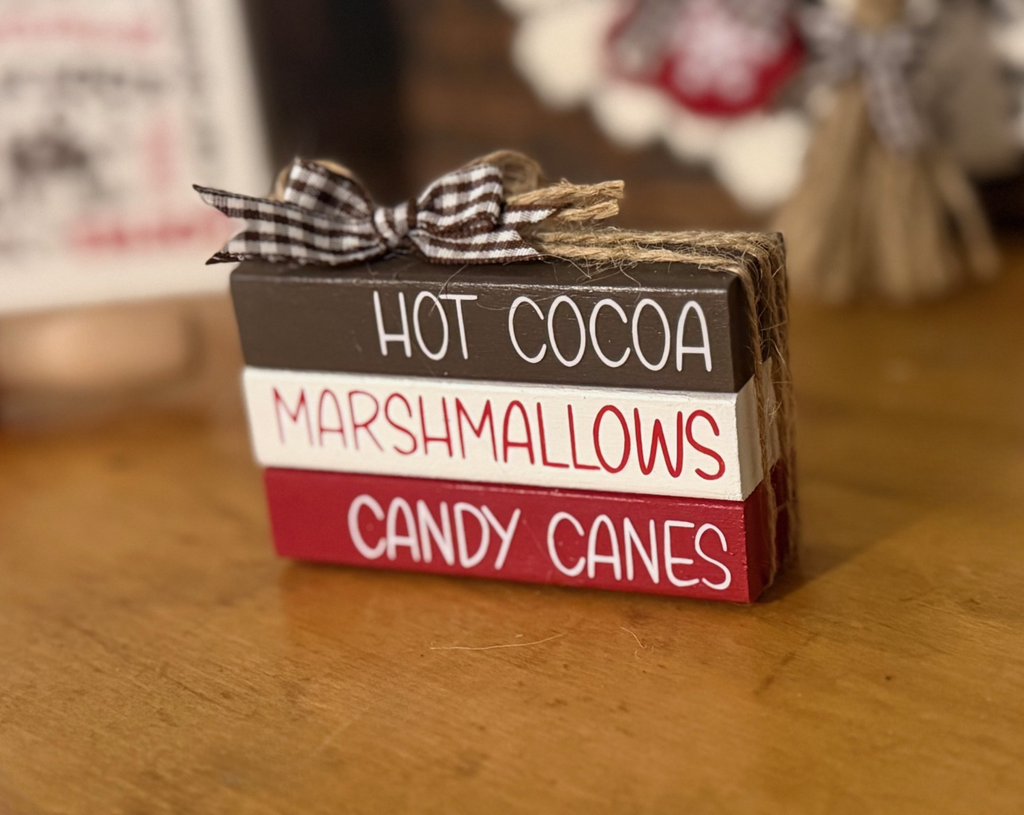 "Hot Cocoa Marshmallow Candy Canes MINI Block Stack