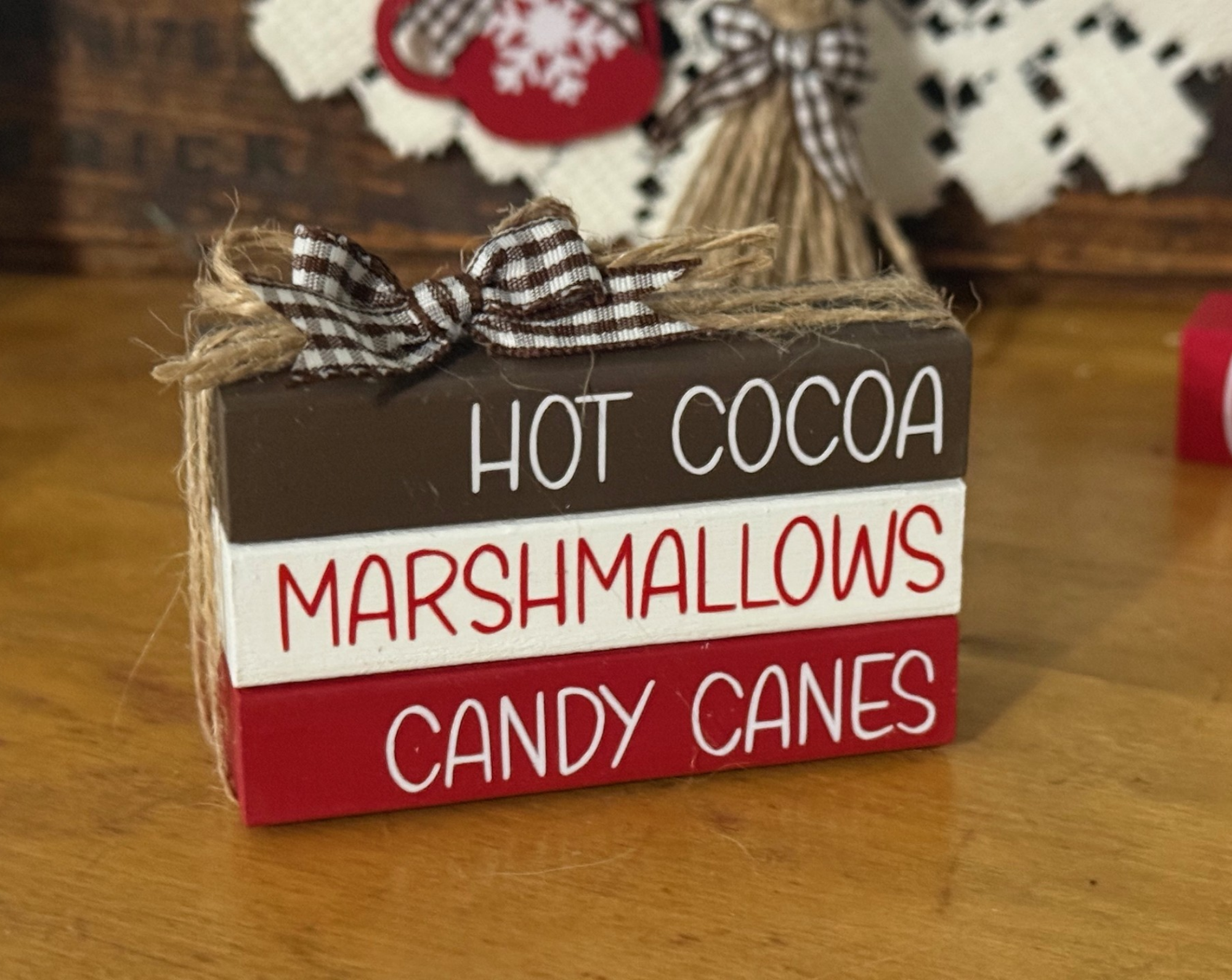 "Hot Cocoa Marshmallow Candy Canes MINI Block Stack