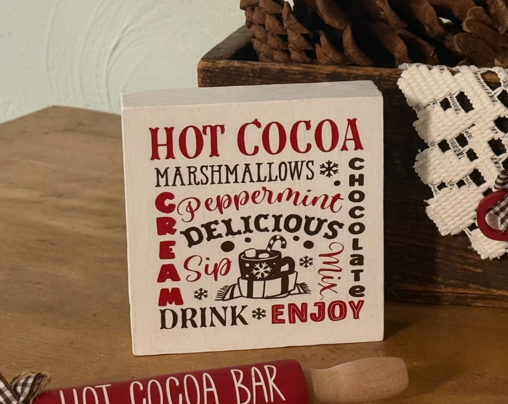 Hot Cocoa Word Art Shelf Sitter