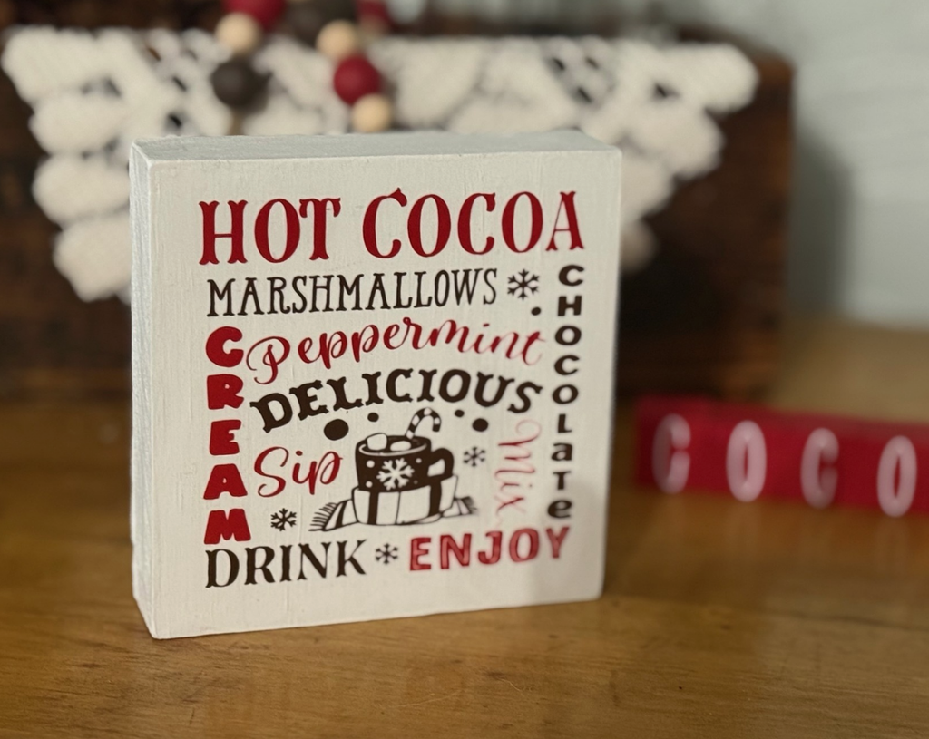 Hot Cocoa Word Art Shelf Sitter