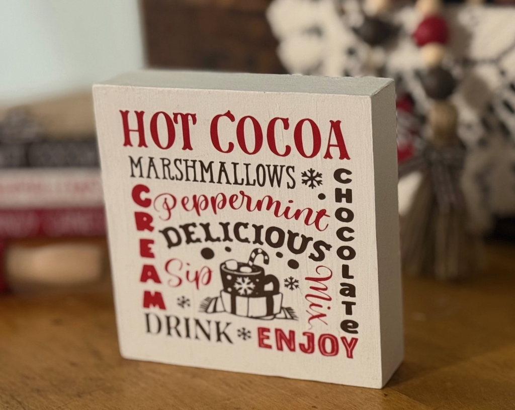 Hot Cocoa Word Art Shelf Sitter