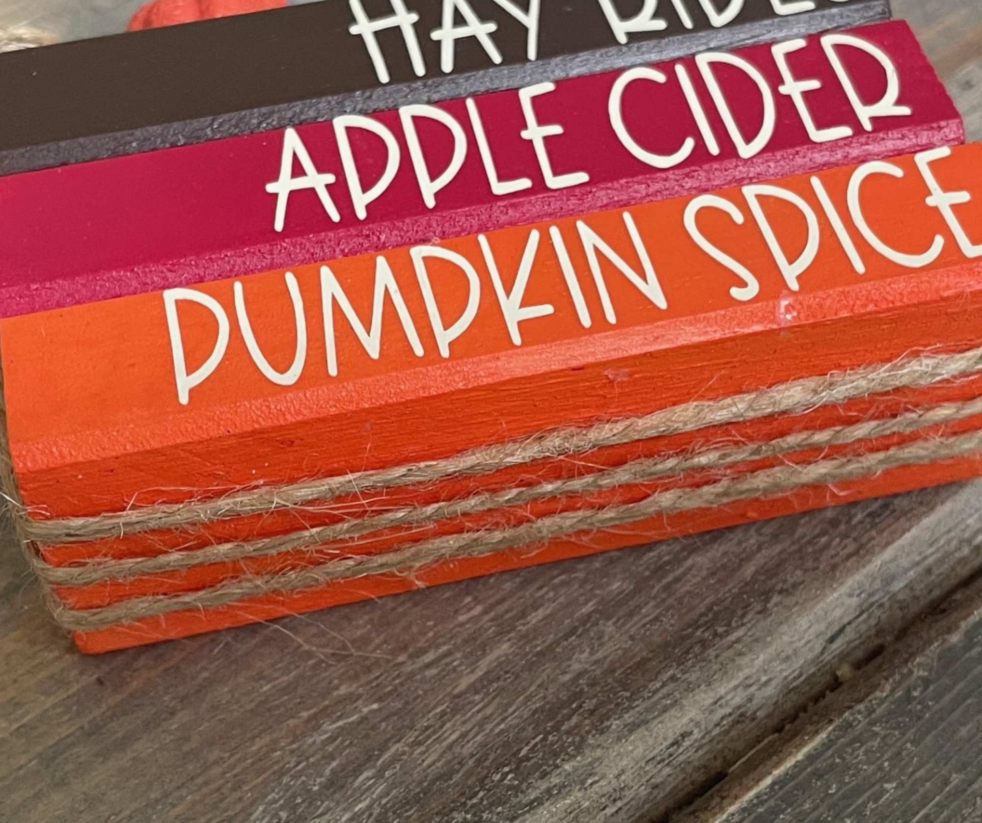 "Hay Rides Apple Cider Pumpkin Spice" MINI Block Stack