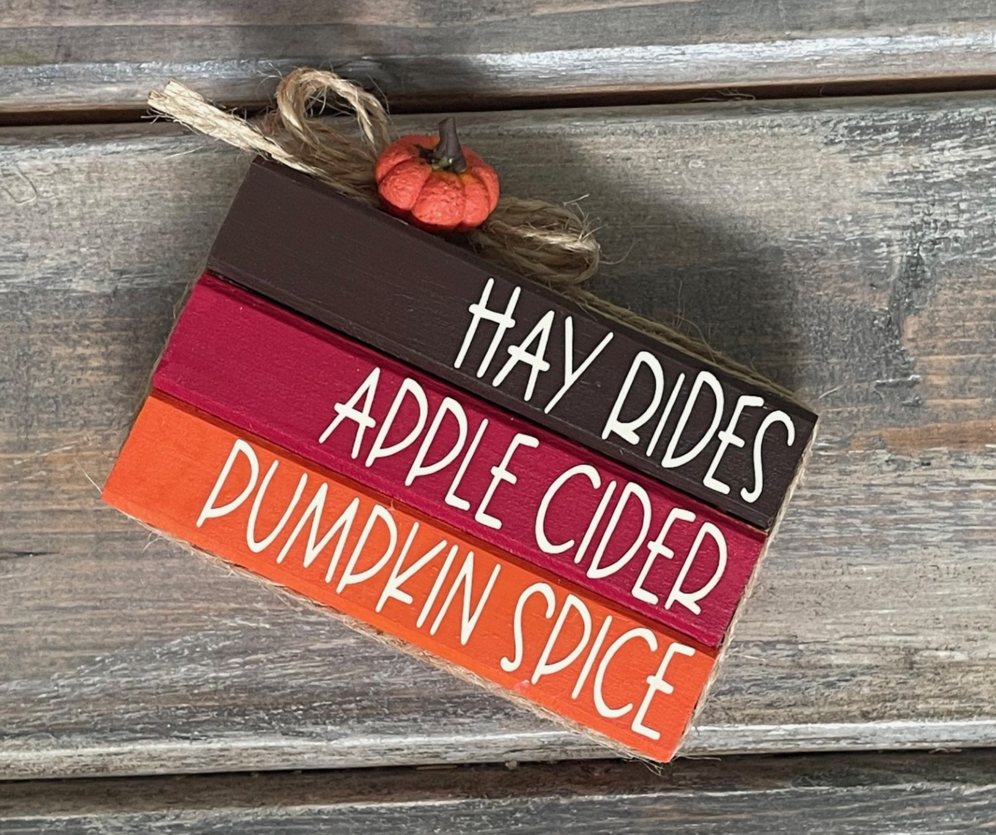 "Hay Rides Apple Cider Pumpkin Spice" MINI Block Stack