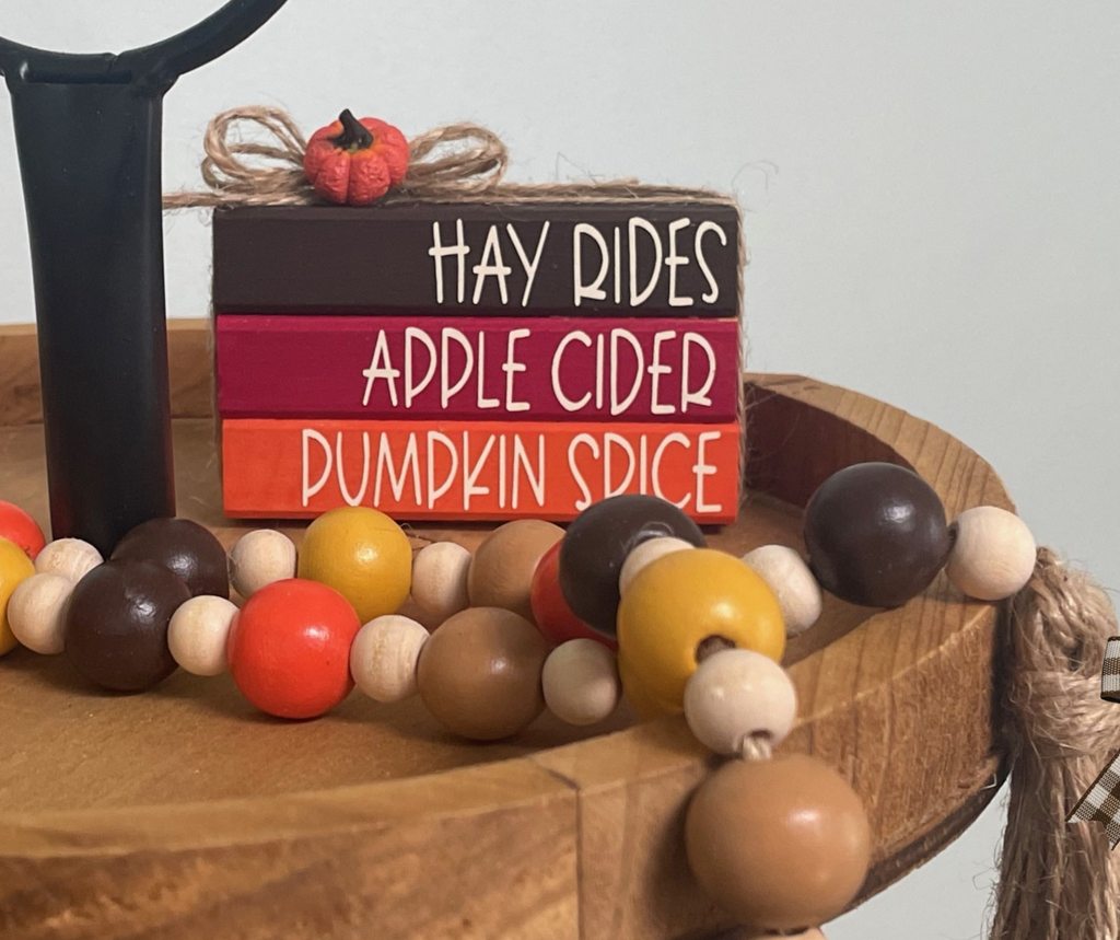 "Hay Rides Apple Cider Pumpkin Spice" MINI Block Stack