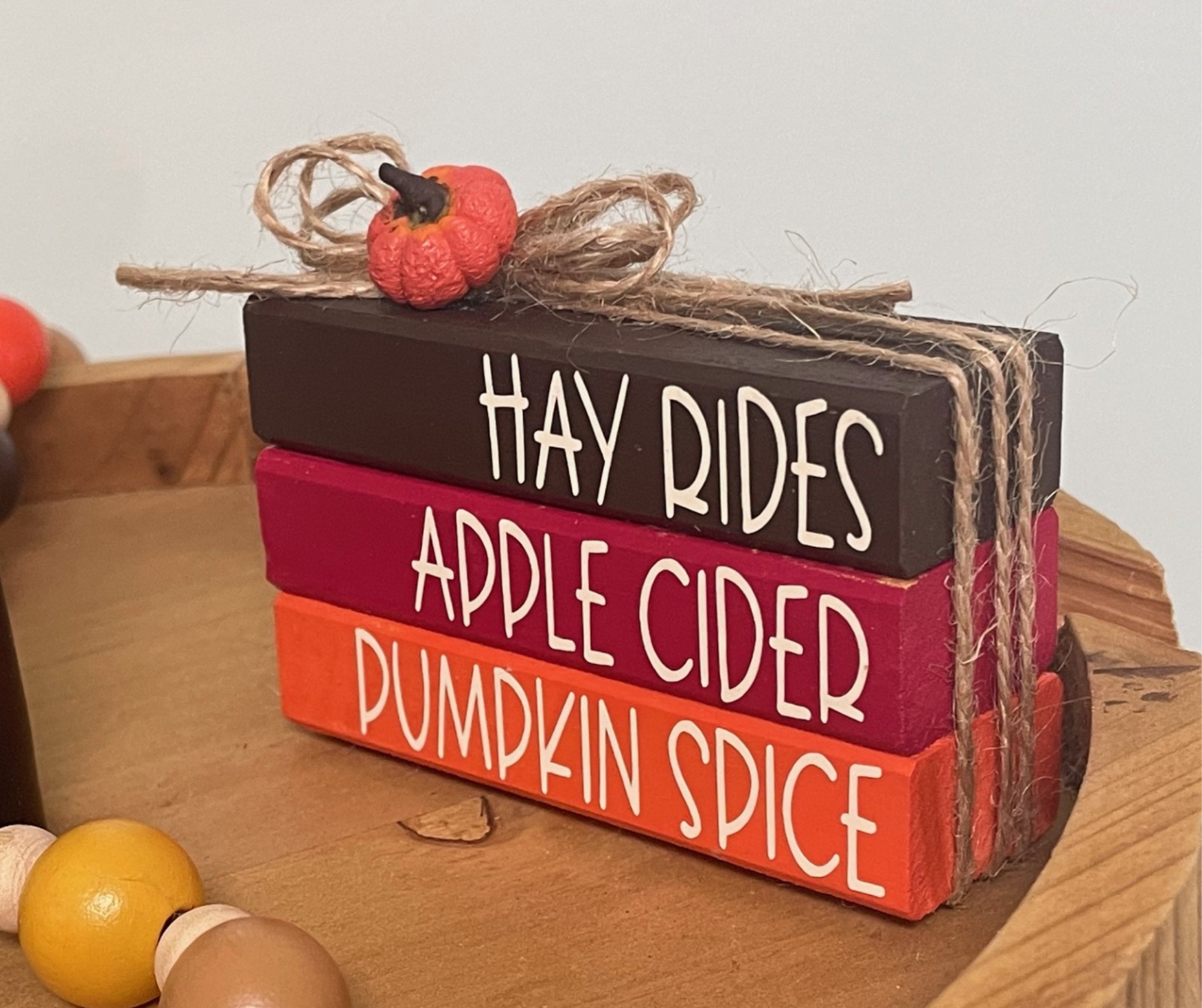 "Hay Rides Apple Cider Pumpkin Spice" MINI Block Stack