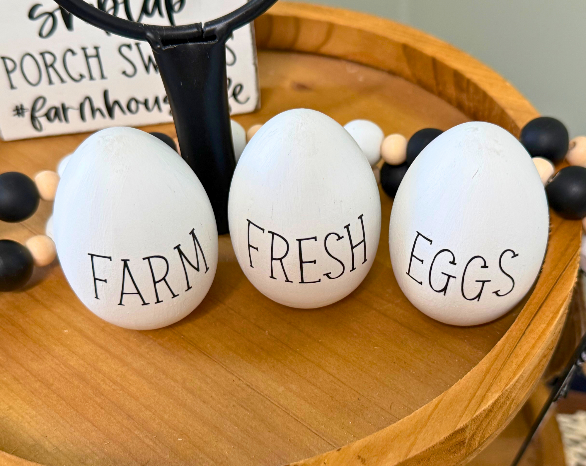 Set of 3 Wood Farmhouse Eggs