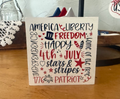 Patriotic Word Art Wood Shelf Sitter