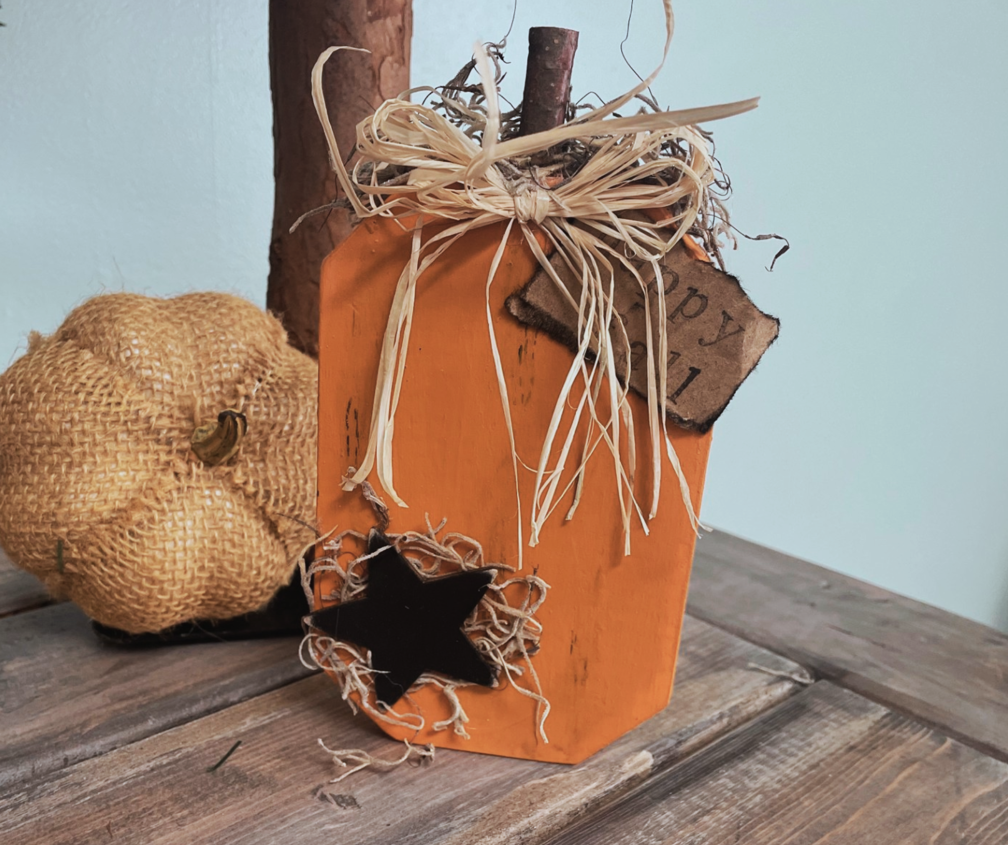 Rustic Wood Pumpkin Shelf Sitter