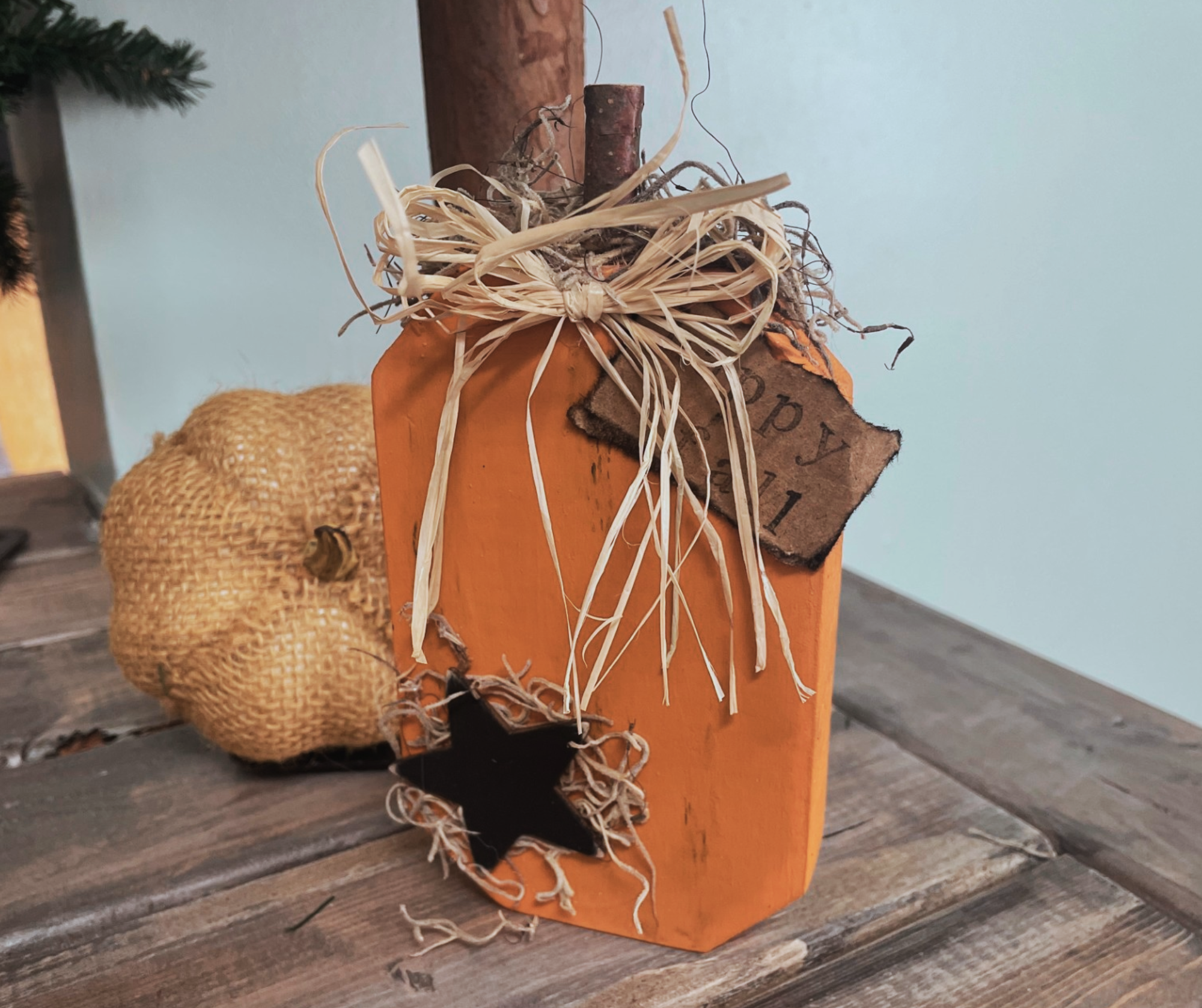 Rustic Wood Pumpkin Shelf Sitter