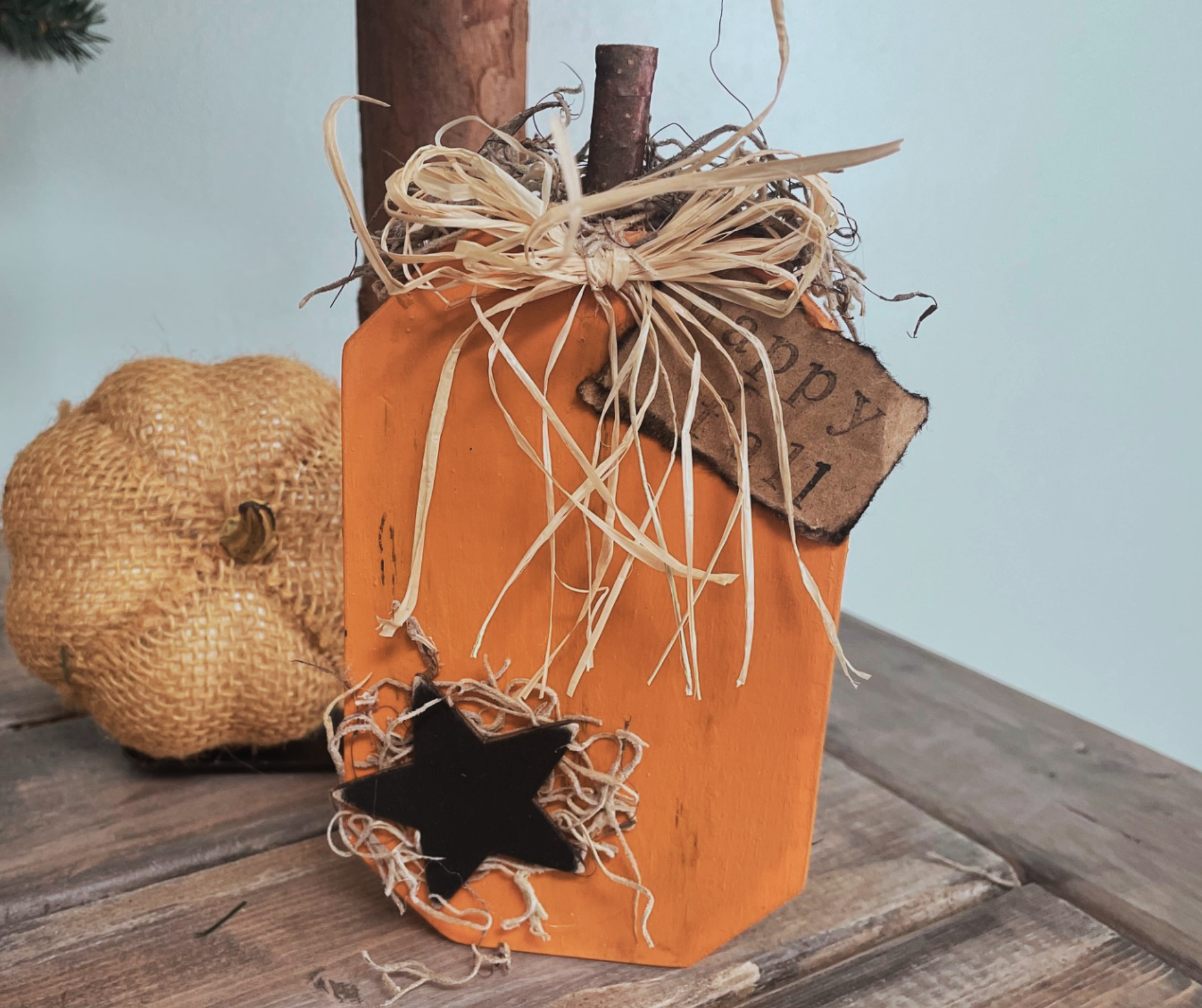 Rustic Wood Pumpkin Shelf Sitter
