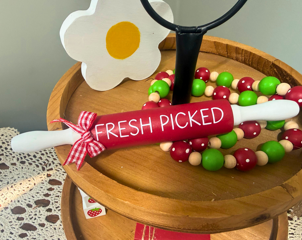 "Fresh Picked" Strawberry Theme Mini Rolling Pin