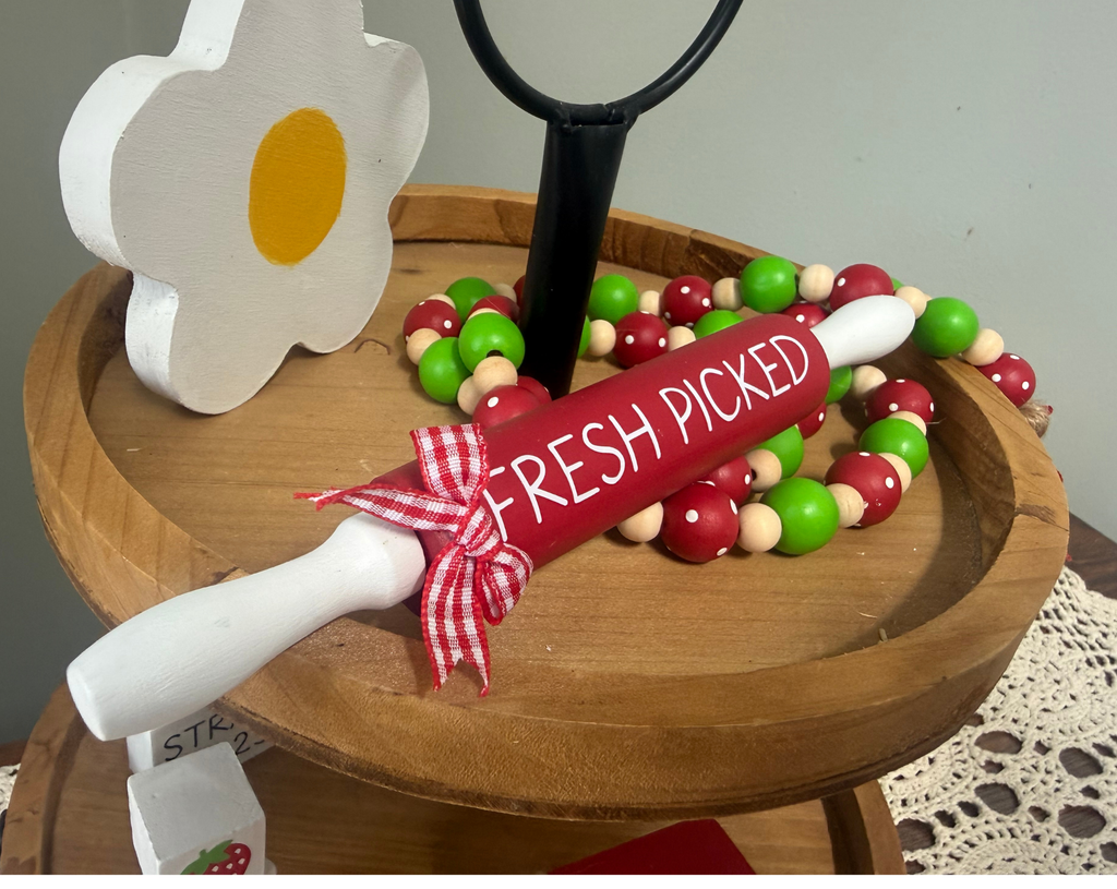"Fresh Picked" Strawberry Theme Mini Rolling Pin