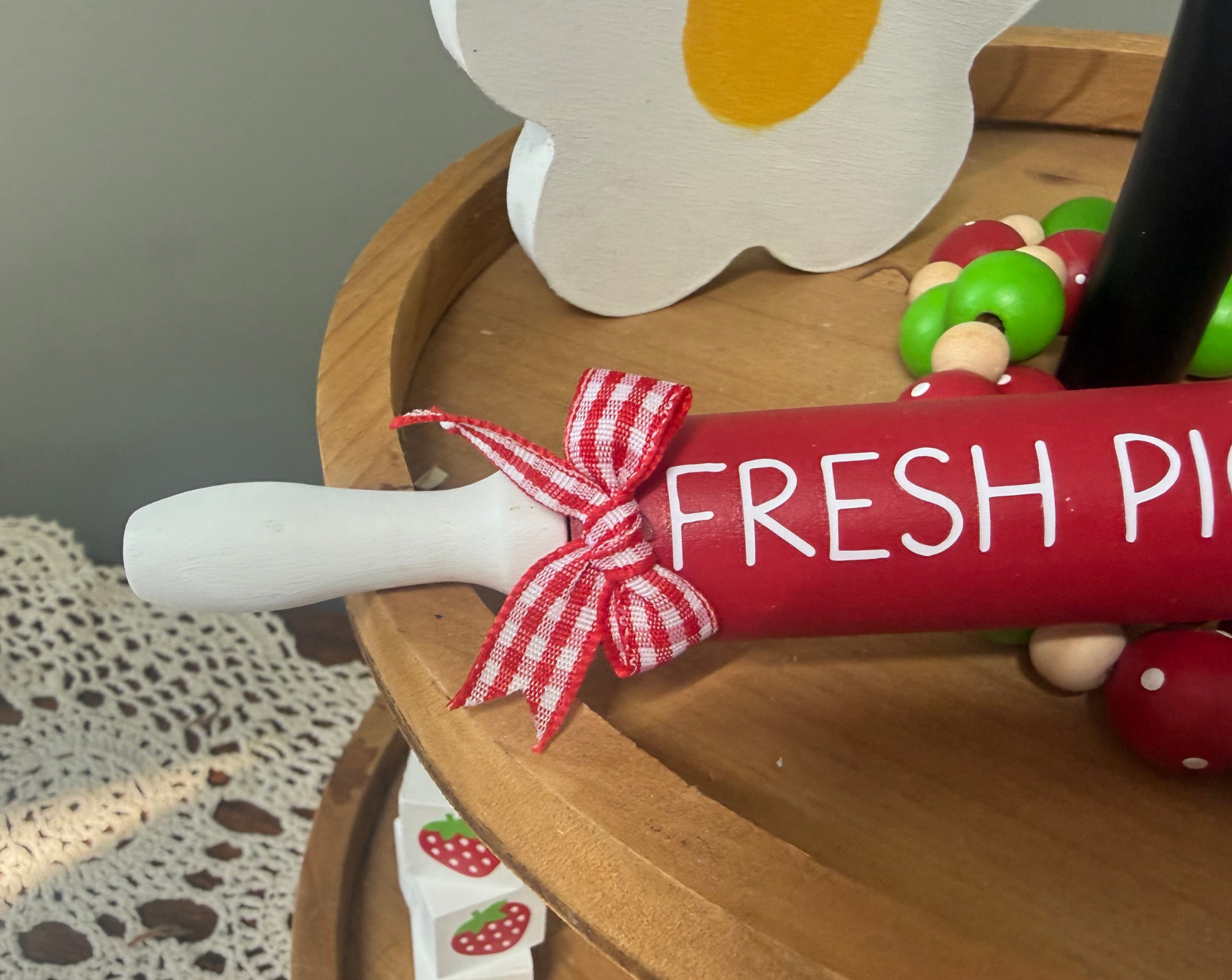 "Fresh Picked" Strawberry Theme Mini Rolling Pin